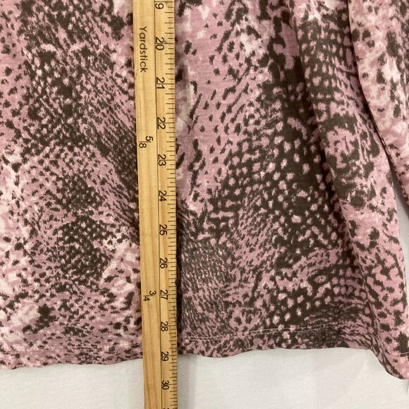 New Liz Claiborne Top size 2X Pink Brown Animal Print Stretch Knit Long Sleeve - Picture 4 of 7